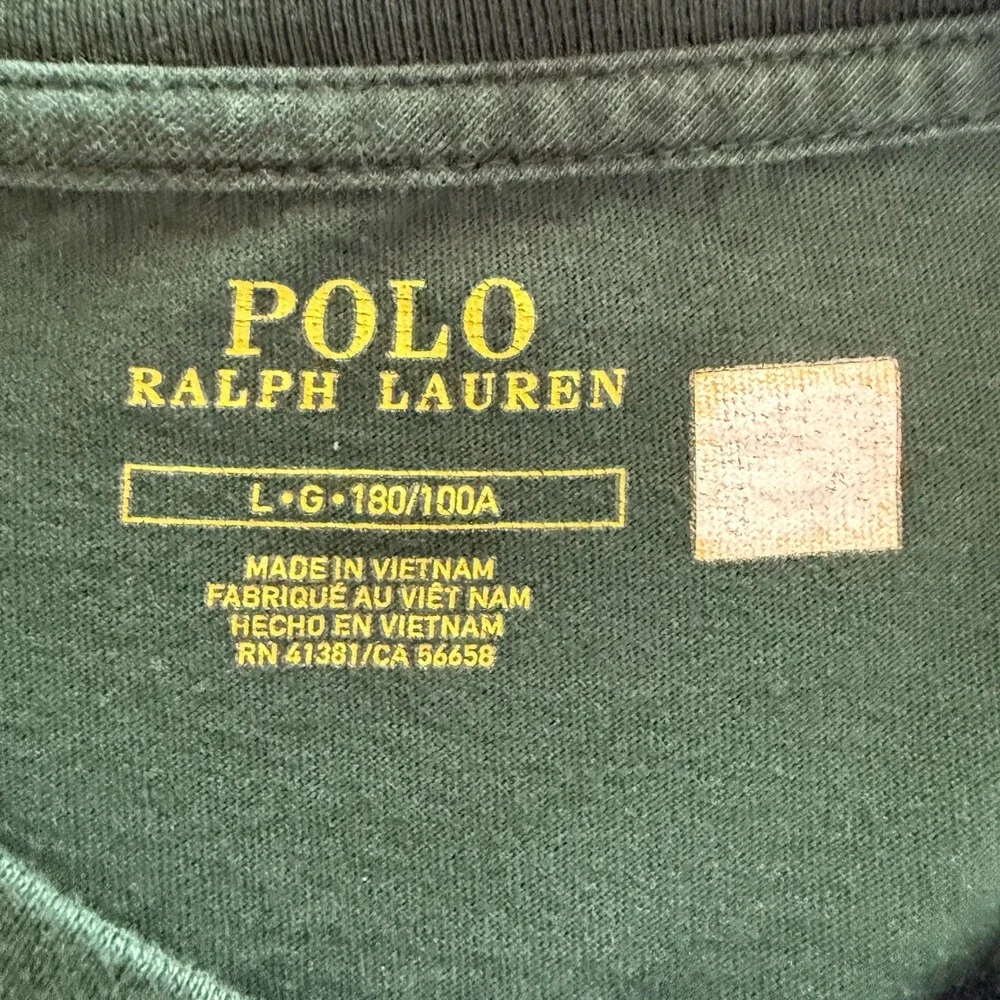 Polo Ralph Lauren T Shirt Men Large Green Big Pony Short Sleeve Crew Neck 3 Logo - Picture 5 of 9